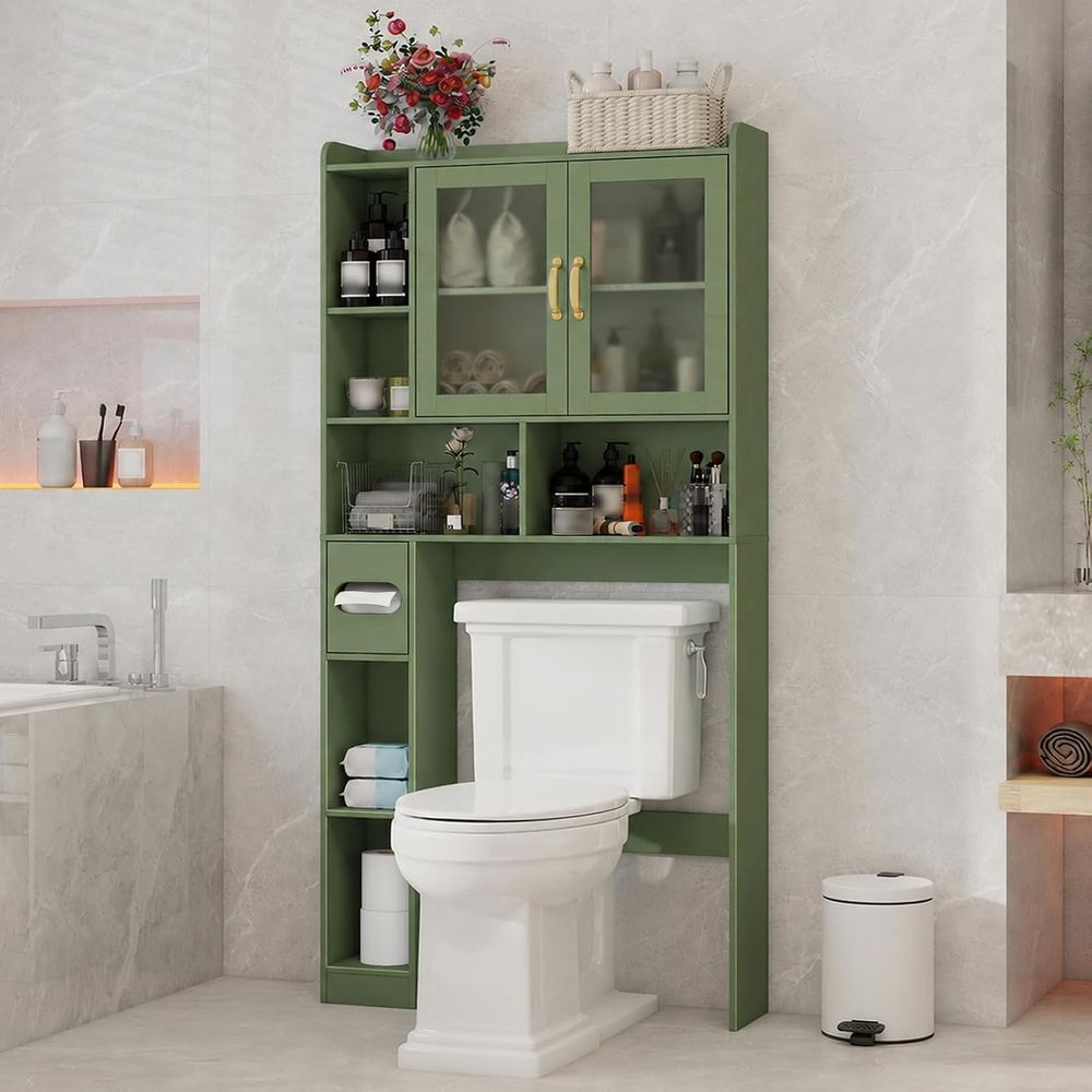Laundry - Space-Saving Acrylic Over-the-Toilet Storage Cabinet for
