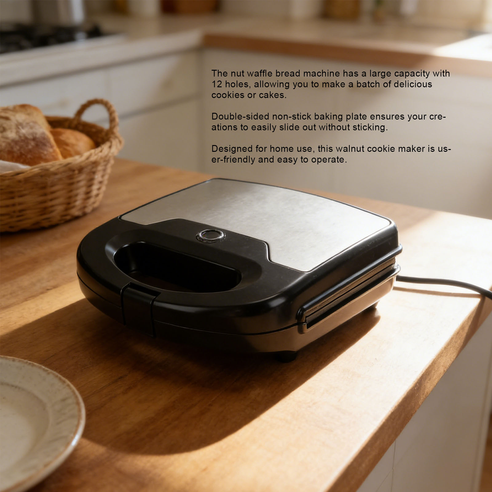 12 Walnut Cookie Maker Non Sti - Mini Waffle Maker Machine review and price