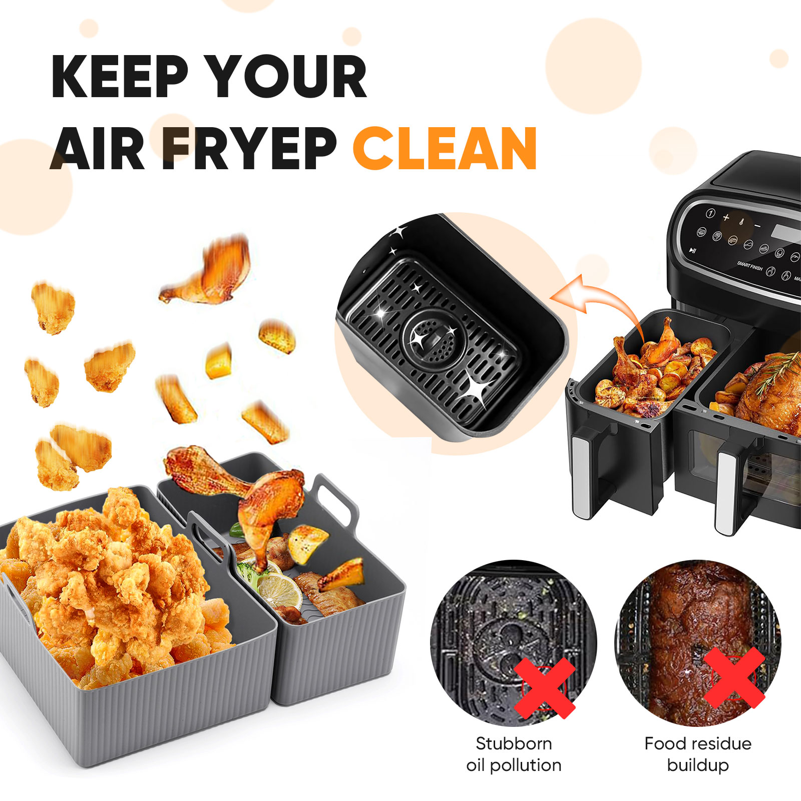 2pcs Set Silicone Air Fryer Ma - Air Fryer Silicone Pot Liner review and price